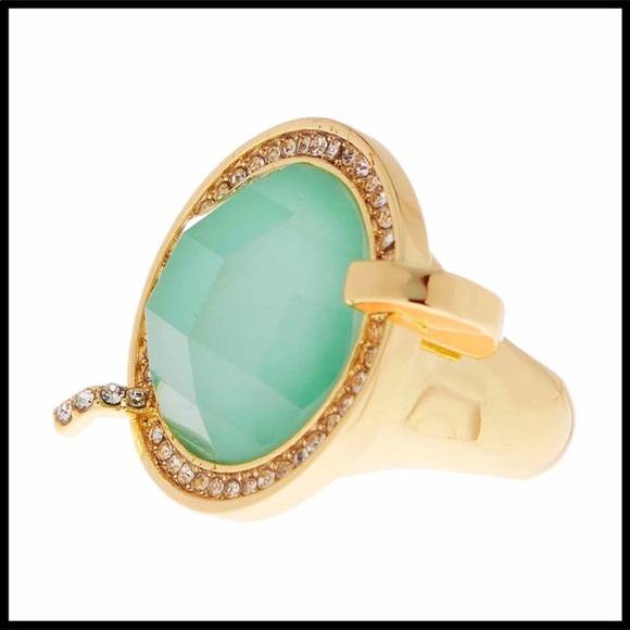 GENUINE CRYSTAL TURQUOISE STONE JEWEL PAVE BOHO STATEMENT RING A2C - Picture 5 of 8